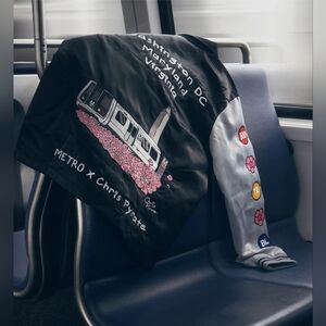 Metro x Chris Pyrate Train Satin Embroidered Work Jacket Size M